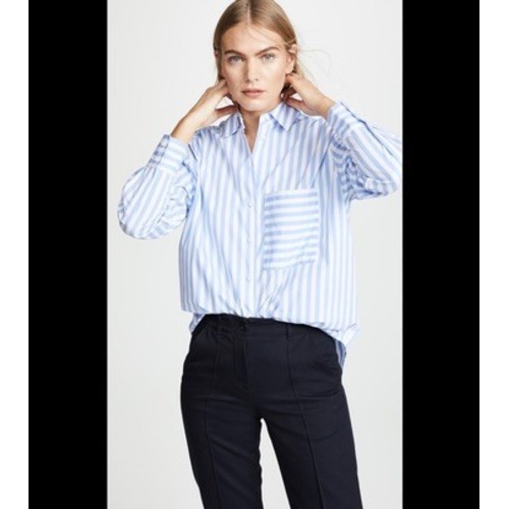 AYR The Deep End Striped Button Down Shirt Light Purple White Small